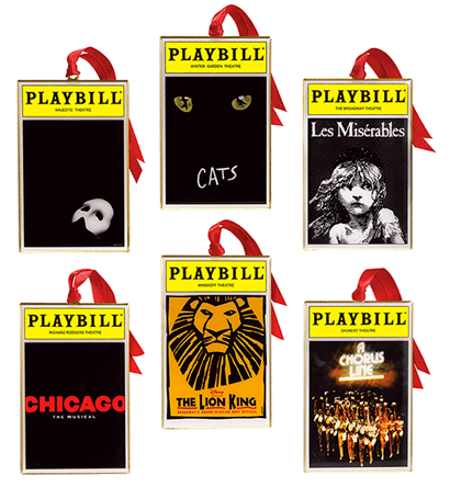 2012 Playbill Ornaments from the Broadway Cares Classic Collection -  Set of Six 